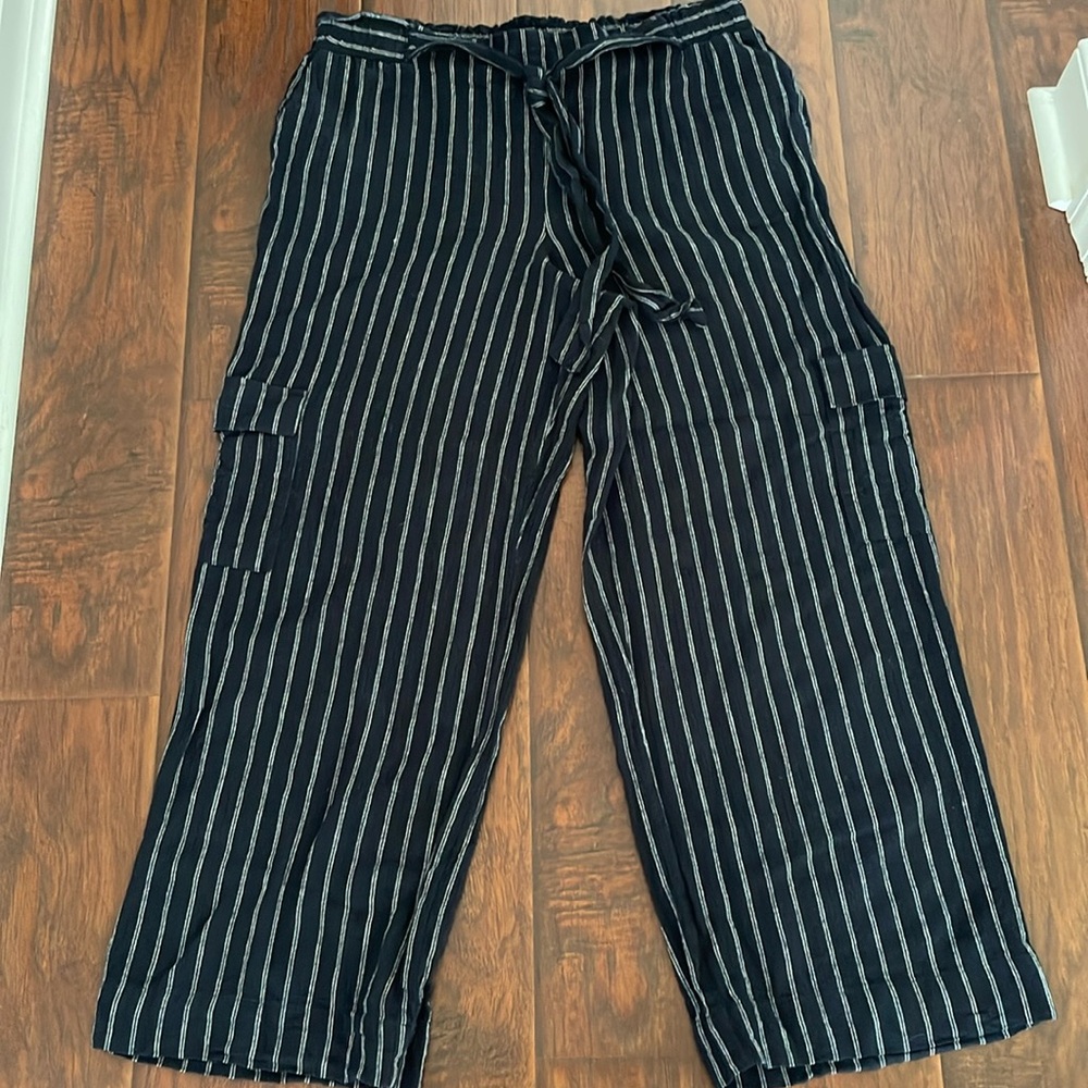 Wide leg linen blend pants